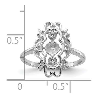 14K White Gold Scroll for Pearl Ring Mounting – view 3