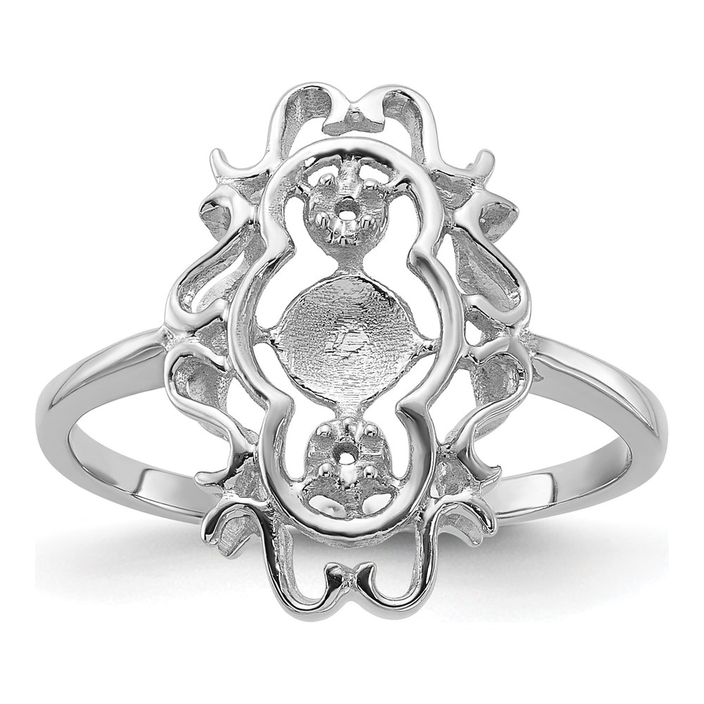 14K White Gold Scroll for Pearl Ring Mounting