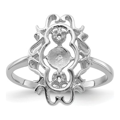 14K White Gold Scroll for Pearl Ring Mounting