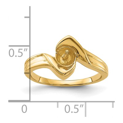 14K Yellow Gold Bypass for Pearl Ring Mounting – view 3
