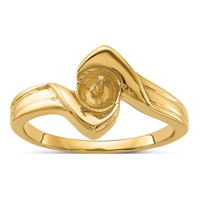 14K Yellow Gold Bypass for Pearl Ring Mounting