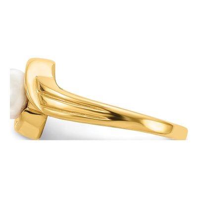 14K Yellow Gold Freshwater Cultured Pearl Bypass Ring – view 3