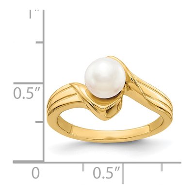 14K Yellow Gold Freshwater Cultured Pearl Bypass Ring – view 5