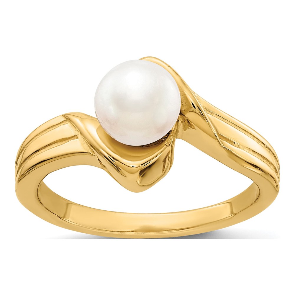 14K Yellow Gold Freshwater Cultured Pearl Bypass Ring