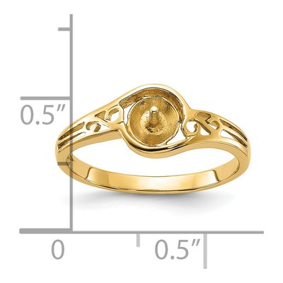 14K Yellow Gold Filigree for Pearl Ring Mounting – view 3