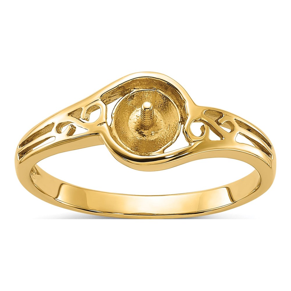 14K Yellow Gold Filigree for Pearl Ring Mounting