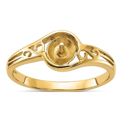 14K Yellow Gold Filigree for Pearl Ring Mounting