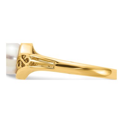 14K Yellow Gold Freshwater Cultured Pearl Filigree Ring – view 3