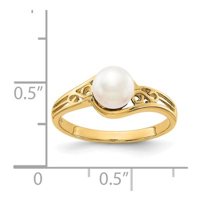 14K Yellow Gold Freshwater Cultured Pearl Filigree Ring – view 5