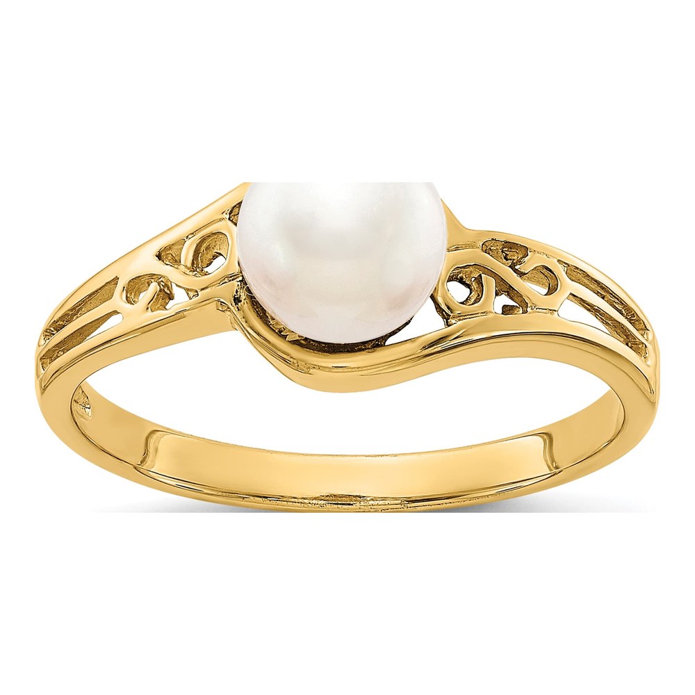 14K Yellow Gold Freshwater Cultured Pearl Filigree Ring