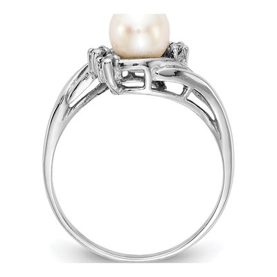 14K White Gold 1/20 ct tw Freshwater Cultured Pearl & Diamond Ring – view 2