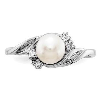 14K White Gold 1/20 ct tw Freshwater Cultured Pearl & Diamond Ring – view 4