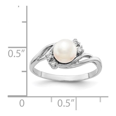 14K White Gold 1/20 ct tw Freshwater Cultured Pearl & Diamond Ring – view 5