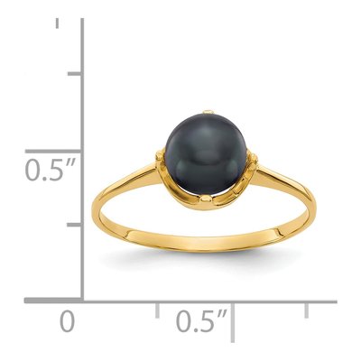 14K Yellow Gold Black Freshwater Cultured Pearl Ring – view 2