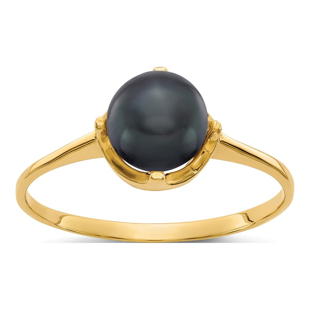 14K Yellow Gold Black Freshwater Cultured Pearl Ring
