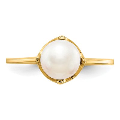 14K Yellow Gold Freshwater Cultured Pearl Ring – view 4