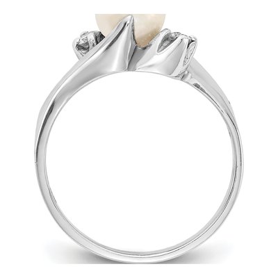 14K White Gold 1/15 ct tw Freshwater Cultured Pearl & Diamond Ring – view 2