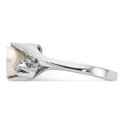 14K White Gold 1/15 ct tw Freshwater Cultured Pearl & Diamond Ring – view 3