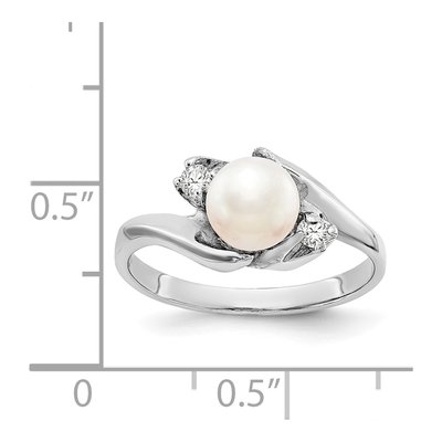 14K White Gold 1/15 ct tw Freshwater Cultured Pearl & Diamond Ring – view 5