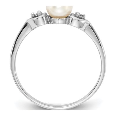 14K White Gold Freshwater Cultured Pearl & Diamond Ring – view 2