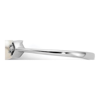 14K White Gold Freshwater Cultured Pearl & Diamond Ring – view 3