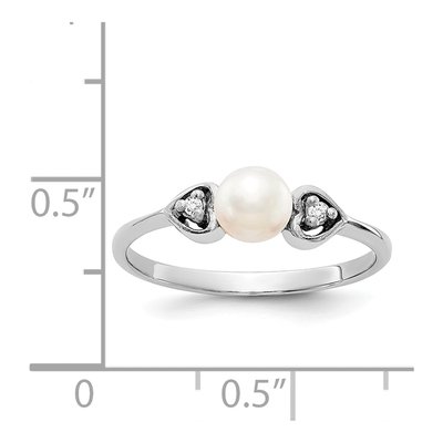 14K White Gold Freshwater Cultured Pearl & Diamond Ring – view 5