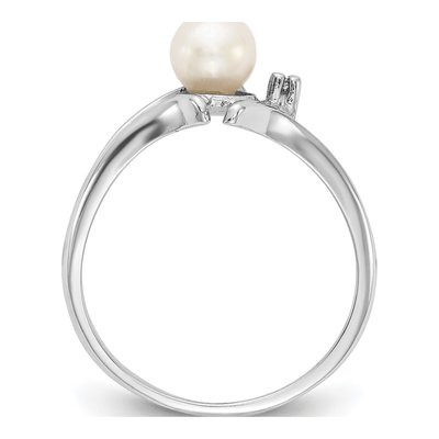 14K White Gold Freshwater Cultured Pearl & Diamond Ring – view 2