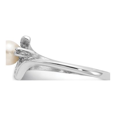 14K White Gold Freshwater Cultured Pearl & Diamond Ring – view 3