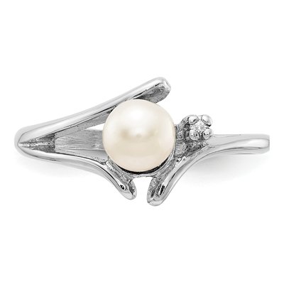 14K White Gold Freshwater Cultured Pearl & Diamond Ring – view 4