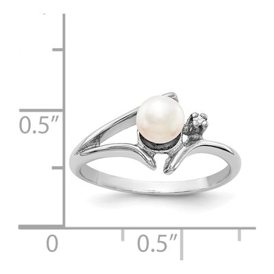 14K White Gold Freshwater Cultured Pearl & Diamond Ring – view 5