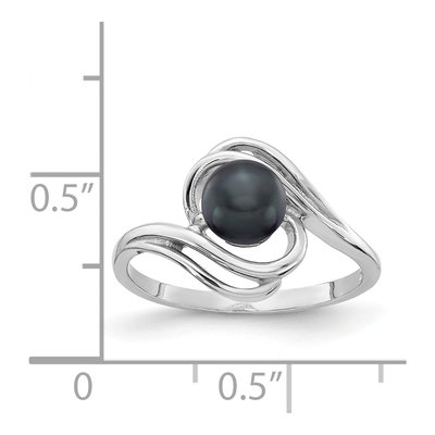 14K White Gold Black Freshwater Cultured Pearl Ring – view 2
