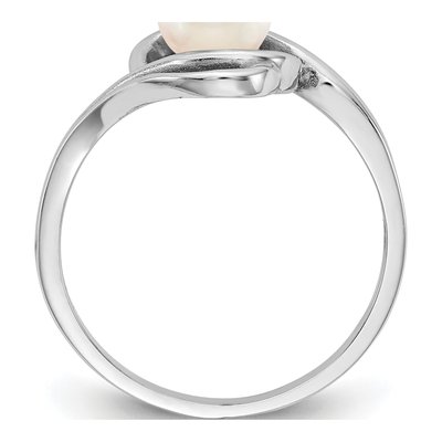 14K White Gold Freshwater Cultured Pearl Abstract Ring – view 2
