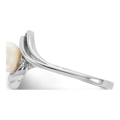 14K White Gold Freshwater Cultured Pearl Abstract Ring – view 3