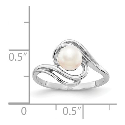 14K White Gold Freshwater Cultured Pearl Abstract Ring – view 5