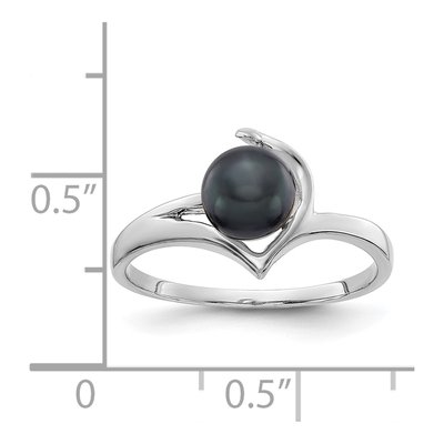 14K White Gold Black Freshwater Cultured Pearl Ring – view 2