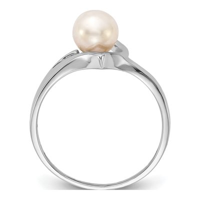 14K White Gold Freshwater Cultured Pearl Ring – view 2