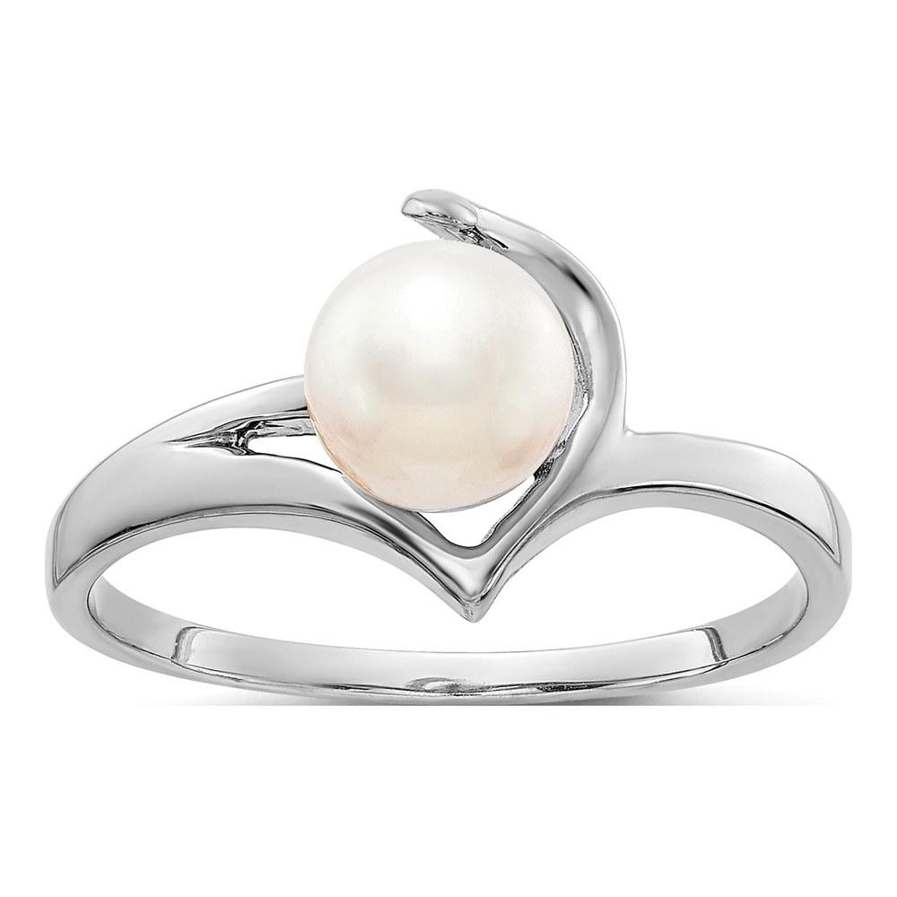 14K White Gold Freshwater Cultured Pearl Ring