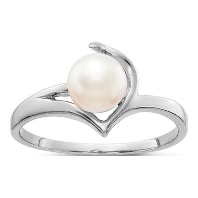 14K White Gold Freshwater Cultured Pearl Ring