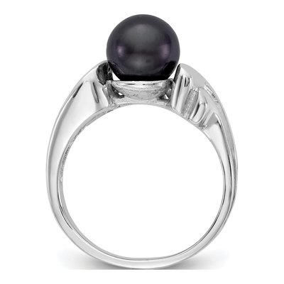 14K White Gold Black Freshwater Cultured Pearl Ring – view 2
