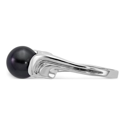14K White Gold Black Freshwater Cultured Pearl Ring – view 3