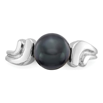 14K White Gold Black Freshwater Cultured Pearl Ring – view 4