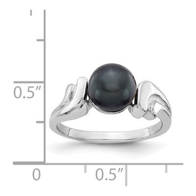 14K White Gold Black Freshwater Cultured Pearl Ring – view 5