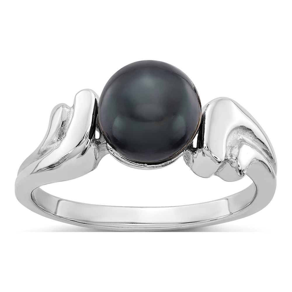 14K White Gold Black Freshwater Cultured Pearl Ring