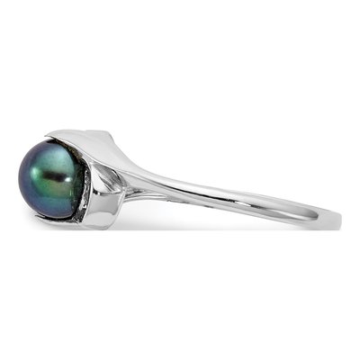 14K White Gold Black Freshwater Cultured Pearl Ring – view 3