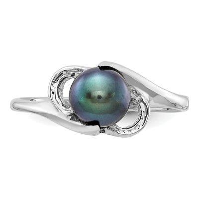14K White Gold Black Freshwater Cultured Pearl Ring – view 4