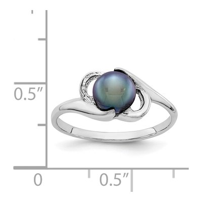 14K White Gold Black Freshwater Cultured Pearl Ring – view 5