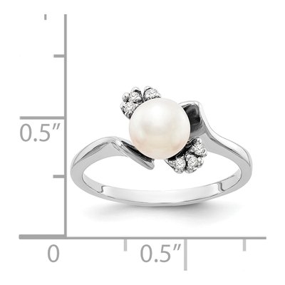 14K White Gold 1/15 ct tw Freshwater Cultured Pearl & Diamond Ring – view 2