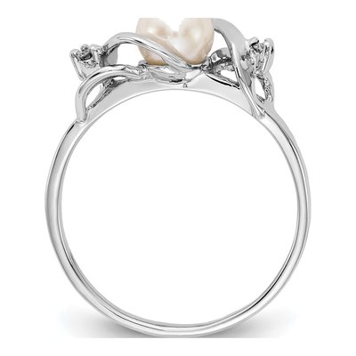 14K White Gold Freshwater Cultured Pearl & Diamond Ring – view 2