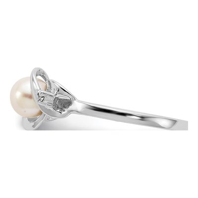 14K White Gold Freshwater Cultured Pearl & Diamond Ring – view 3