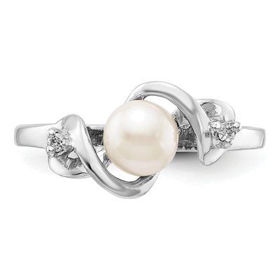 14K White Gold Freshwater Cultured Pearl & Diamond Ring – view 4